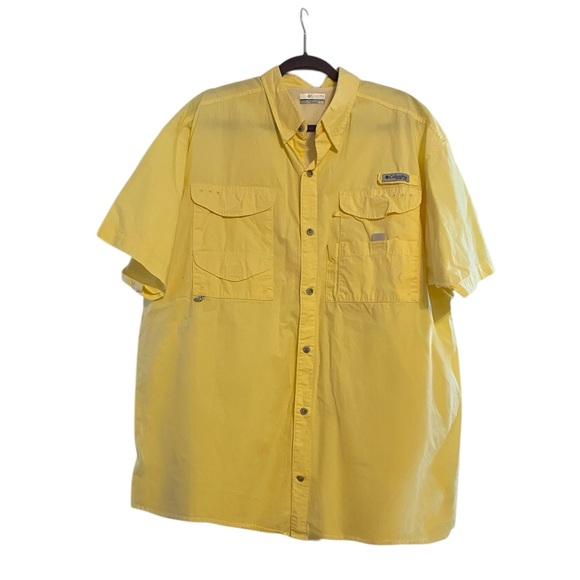Columbia Other - Columbia PFG Fishing Shirt XL Yellow Vented 100% Cotton Button Up‎